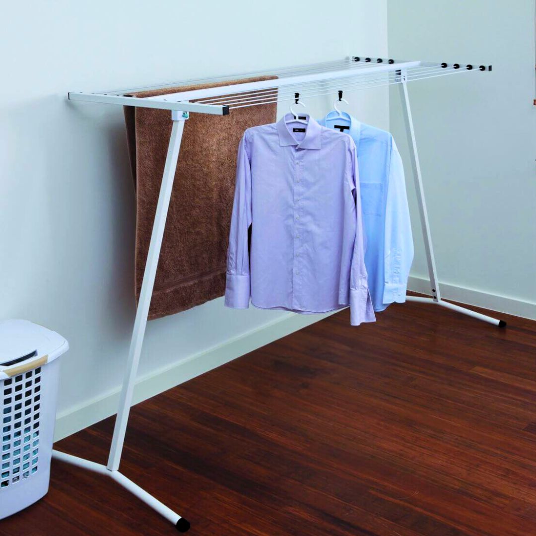 10 Rail Freestanding Clothesline Clothes Airer White – Soko Co