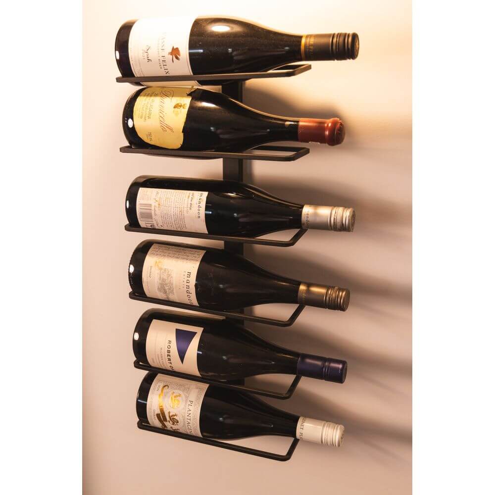 6 Bottle Wall Mounted Wine Rack Matte Black - WINE - Wine Racks - Soko and Co