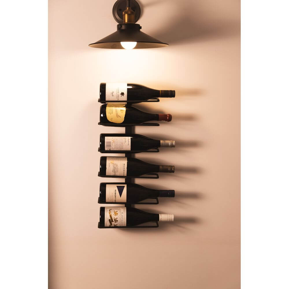 6 Bottle Wall Mounted Wine Rack Matte Black - WINE - Wine Racks - Soko and Co