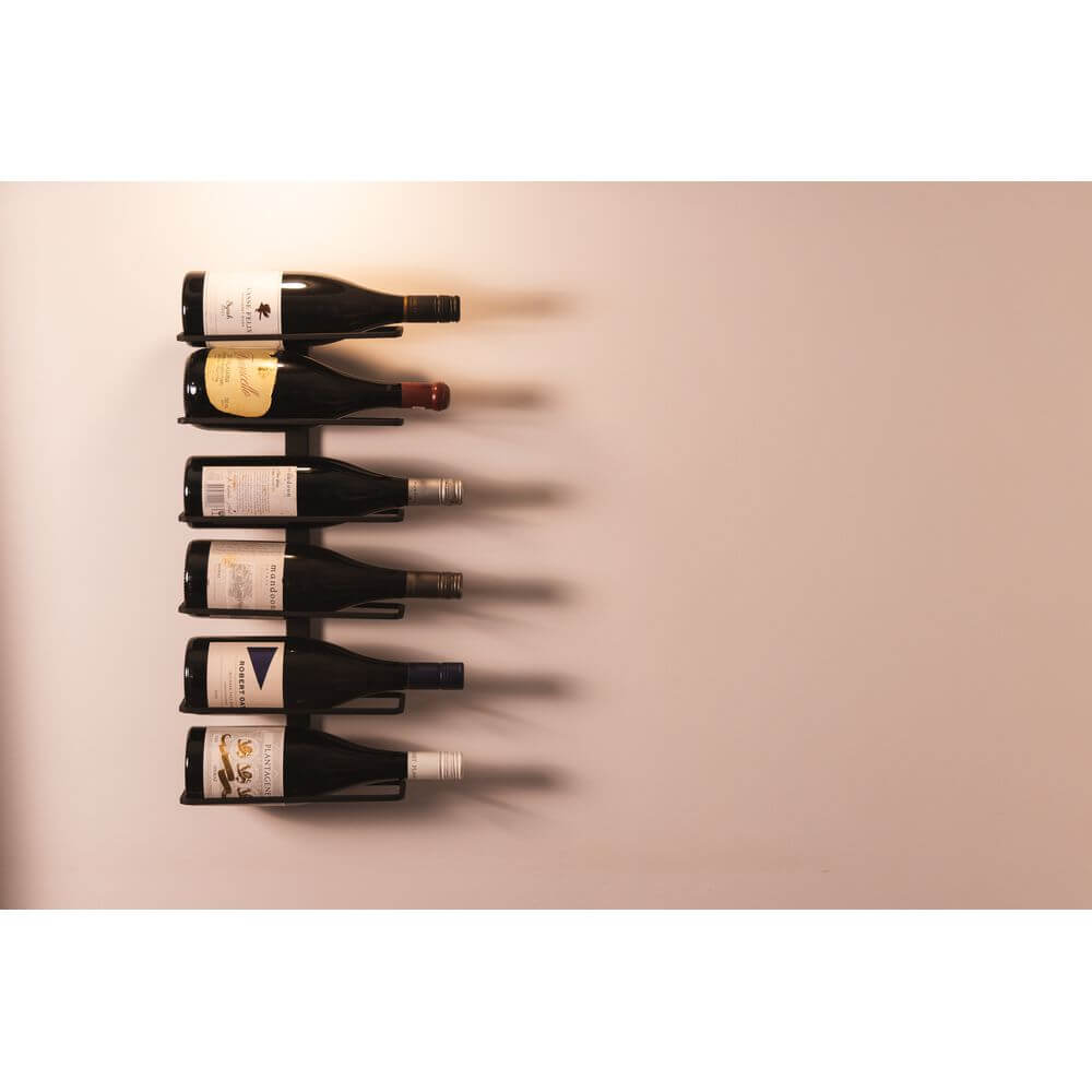6 Bottle Wall Mounted Wine Rack Matte Black - WINE - Wine Racks - Soko and Co