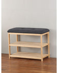 Bamboo Shoe Rack with Charcoal Seat - WARDROBE - Shoe Storage - Soko and Co