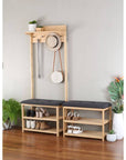 Bamboo Shoe Rack with Charcoal Seat - WARDROBE - Shoe Storage - Soko and Co