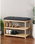 Bamboo Shoe Rack with Charcoal Seat - WARDROBE - Shoe Storage - Soko and Co