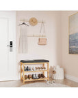 Bamboo Shoe Rack with Charcoal Seat - WARDROBE - Shoe Storage - Soko and Co