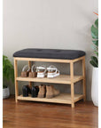 Bamboo Shoe Rack with Charcoal Seat - WARDROBE - Shoe Storage - Soko and Co