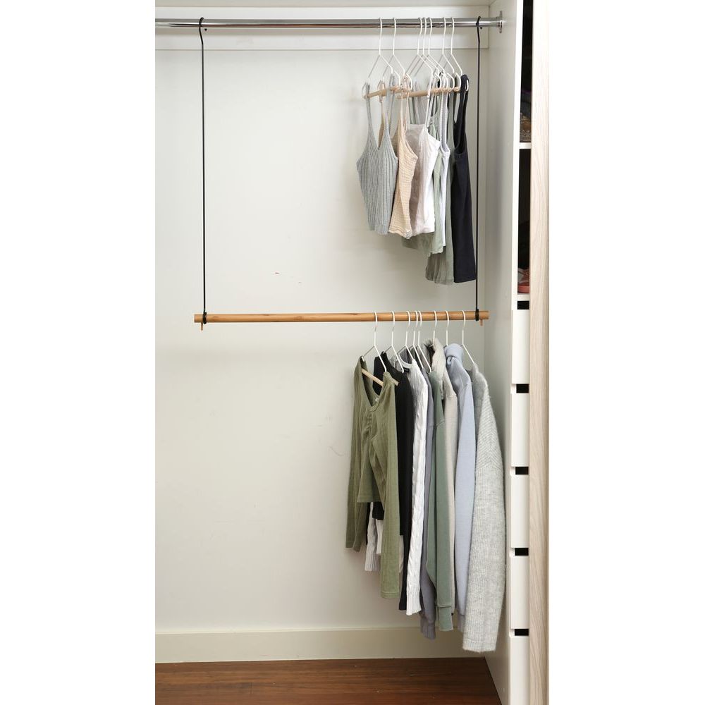 Bamboo Wardrobe Double Hanging Clothes Rail Soko Co