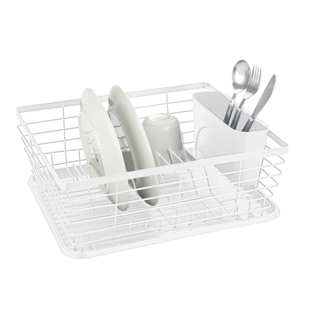 Cira Tall Dish Rack with Draining Board White - KITCHEN - Dish Racks and Mats - Soko and Co