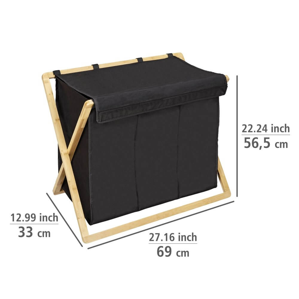 Ecori Triple Bamboo Laundry Hamper - LAUNDRY - Hampers - Soko and Co