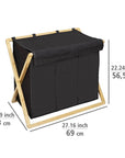 Ecori Triple Bamboo Laundry Hamper - LAUNDRY - Hampers - Soko and Co