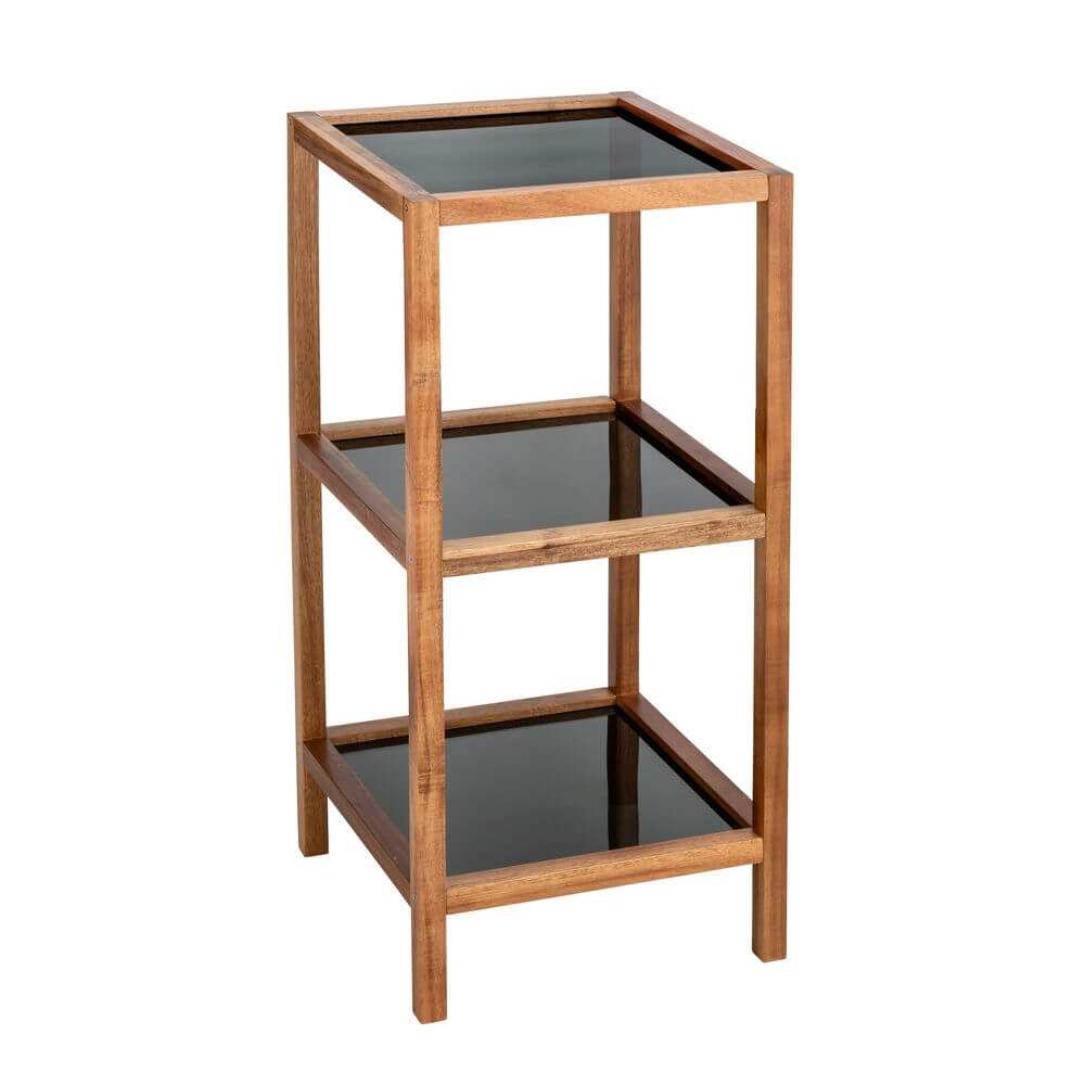 Fern Wood & Glass 3 Tier Shelving Unit - HOME STORAGE - Shelves and Cabinets - Soko and Co