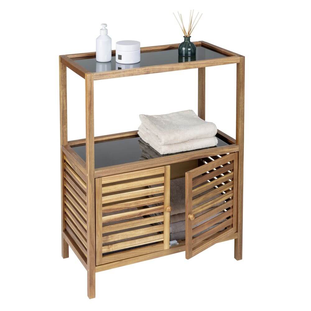 Fern Wood & Glass Shelf and 2 Door Cabinet - HOME STORAGE - Shelves and Cabinets - Soko and Co