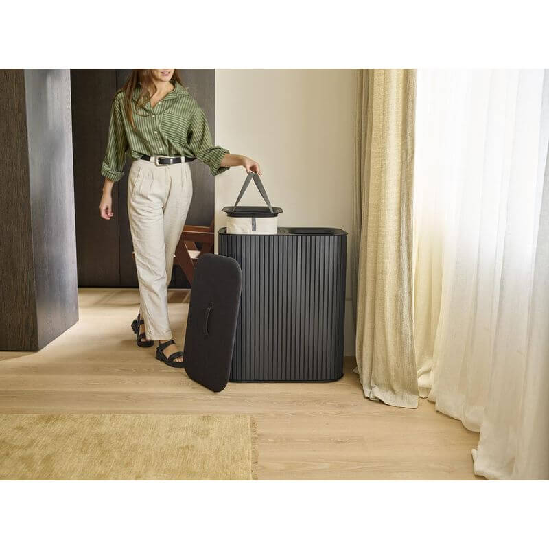Joseph Joseph Tota Luxe 90L Twin Divided Laundry Basket Black - LAUNDRY - Hampers - Soko and Co