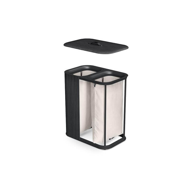 Joseph Joseph Tota Luxe 90L Twin Divided Laundry Basket Black - LAUNDRY - Hampers - Soko and Co