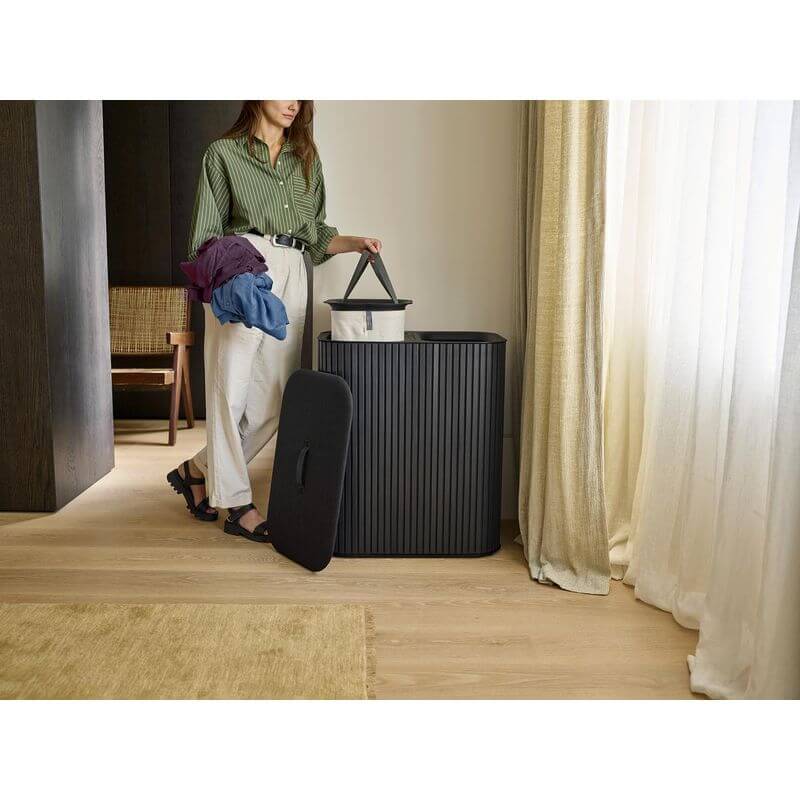 Joseph Joseph Tota Luxe 90L Twin Divided Laundry Basket Black - LAUNDRY - Hampers - Soko and Co