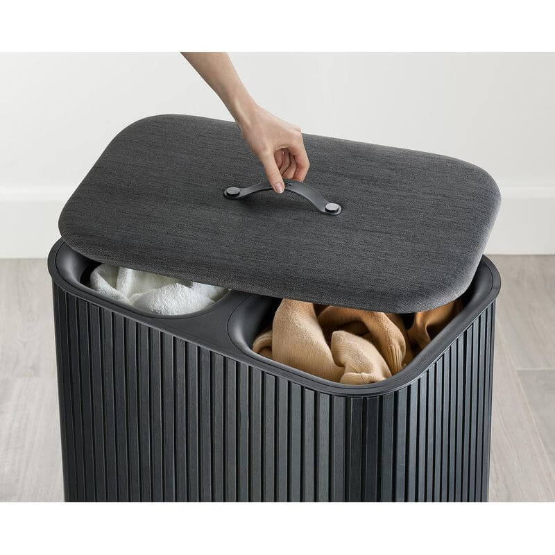 Joseph Joseph Tota Luxe 90L Twin Divided Laundry Basket Black - LAUNDRY - Hampers - Soko and Co