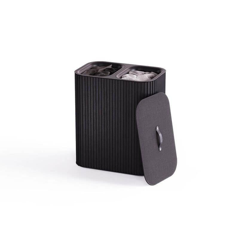 Joseph Joseph Tota Luxe 90L Twin Divided Laundry Basket Black - LAUNDRY - Hampers - Soko and Co
