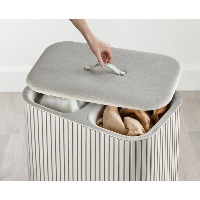 Joseph Joseph Tota Luxe 90L Twin Divided Laundry Basket Ecru - LAUNDRY - Hampers - Soko and Co