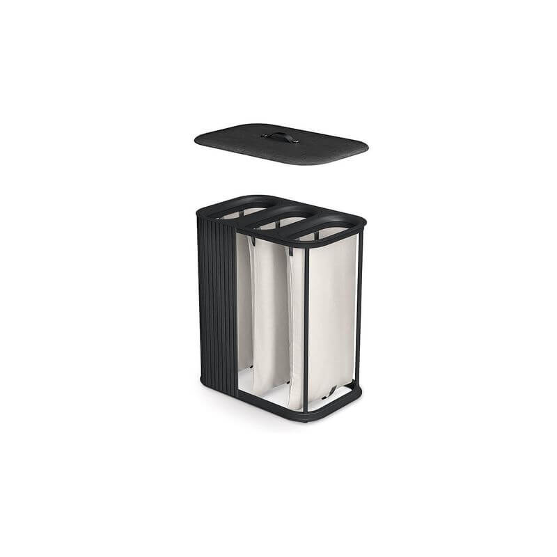 Joseph Joseph Tota Trio Luxe 90L Divided Laundry Basket Black - LAUNDRY - Hampers - Soko and Co