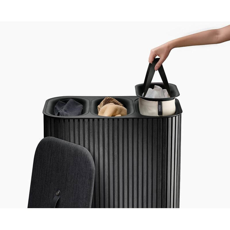 Joseph Joseph Tota Trio Luxe 90L Divided Laundry Basket Black - LAUNDRY - Hampers - Soko and Co