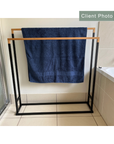Limited Edition Wide Towel Rack Pine and Matte Black - BATHROOM - Towel Racks - Soko and Co