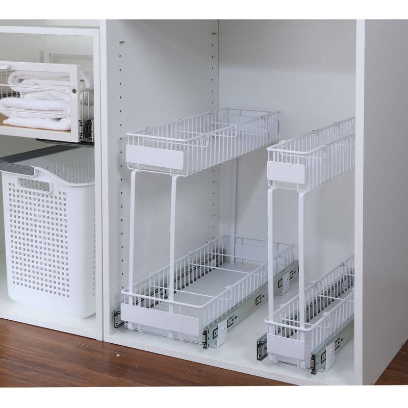 Medium 2-Tier Pull Out Drawer White - KITCHEN - Shelves and Racks - Soko and Co