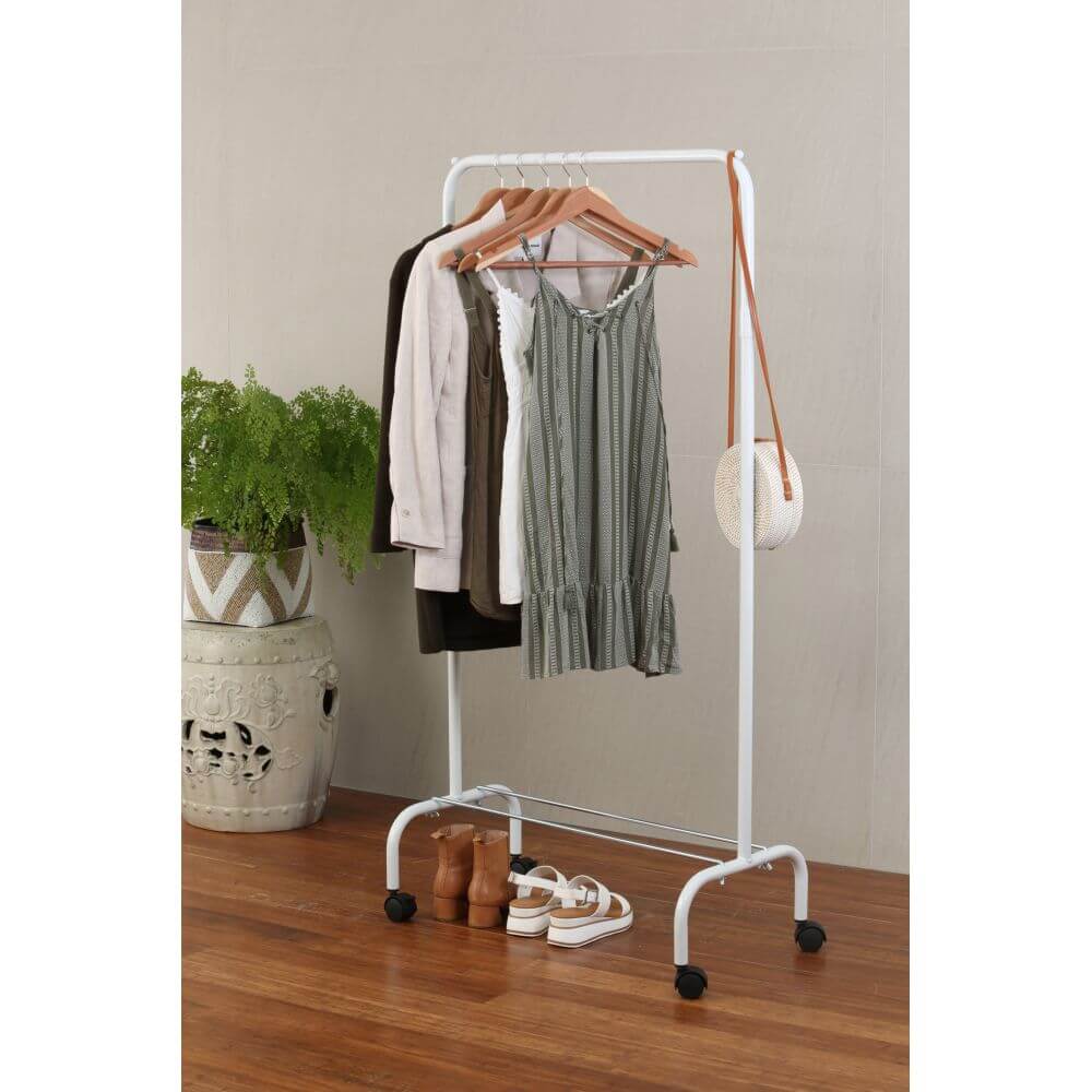 Mini Heavy Duty Clothes Rack White - WARDROBE - Garment Racks - Soko and Co