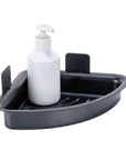 Prima Adhesive Corner Shower Basket Black