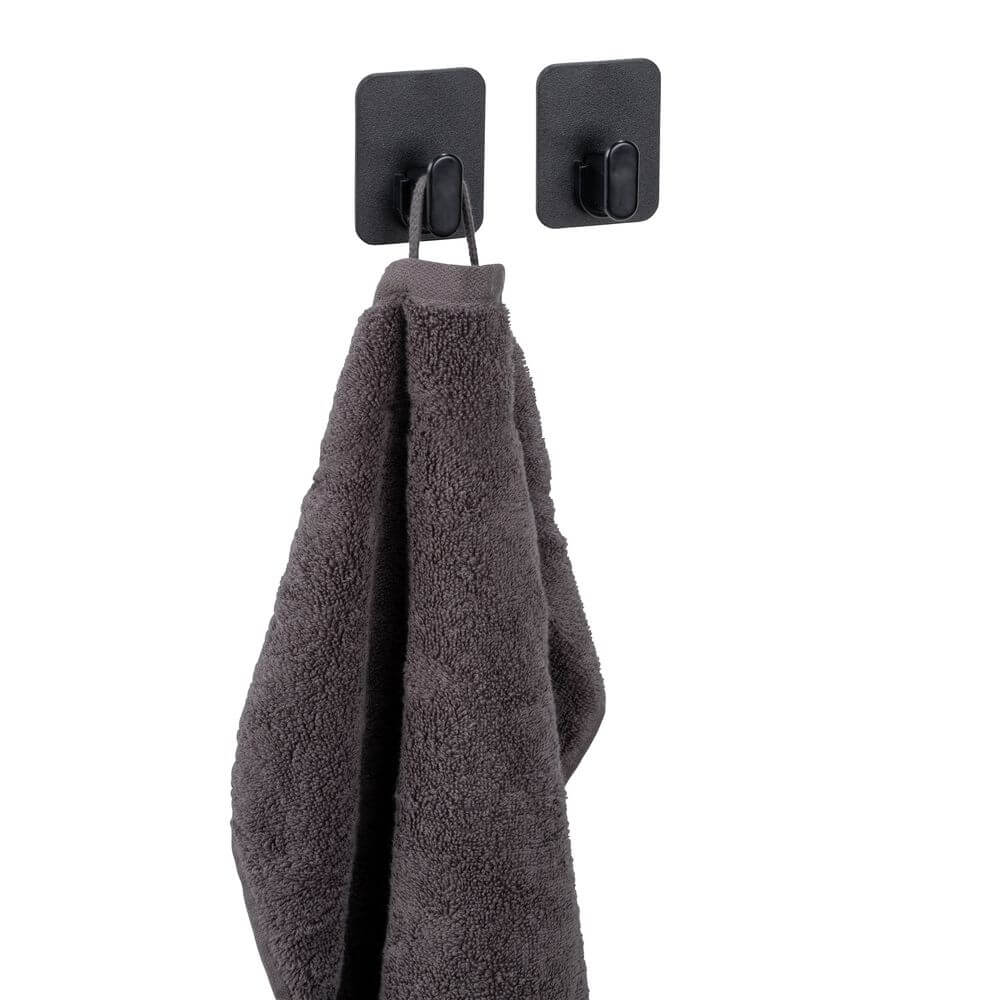 Prima Adhesive Wall Hooks Black 2 Pack - BATHROOM - Suction - Soko and Co
