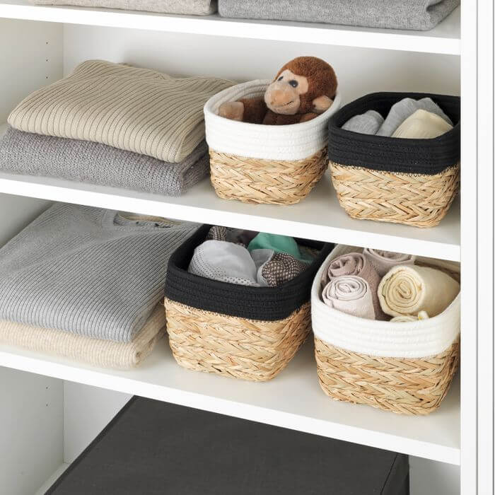 Rika Medium Rectangular Storage Basket Black & Natural - HOME STORAGE - Baskets and Totes - Soko and Co