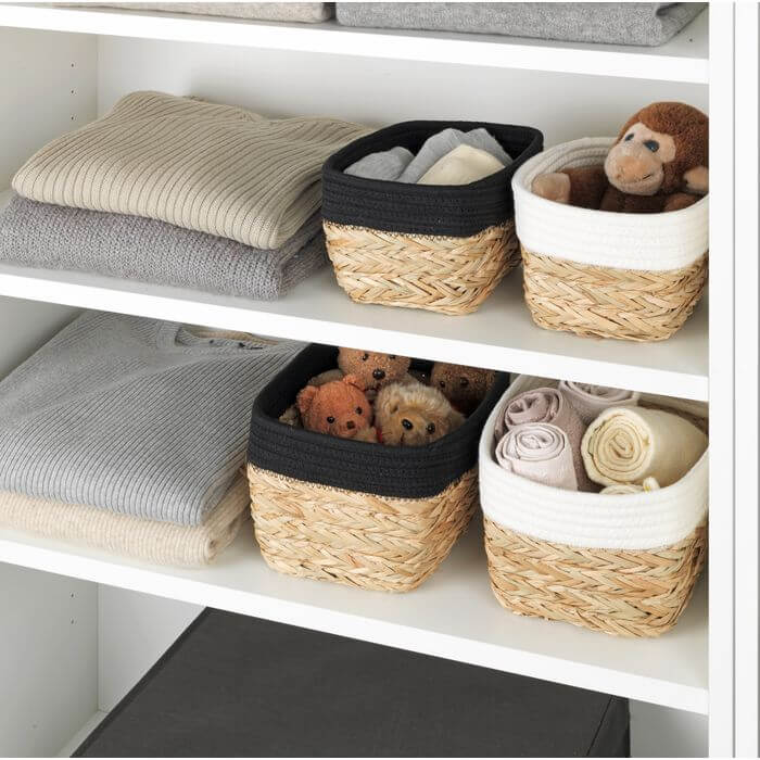 Rika Medium Rectangular Storage Basket Black & Natural - HOME STORAGE - Baskets and Totes - Soko and Co