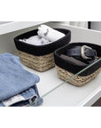 Rika Small Rectangular Storage Basket Black & Natural - HOME STORAGE - Baskets and Totes - Soko and Co