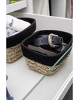 Rika Small Rectangular Storage Basket Black & Natural - HOME STORAGE - Baskets and Totes - Soko and Co