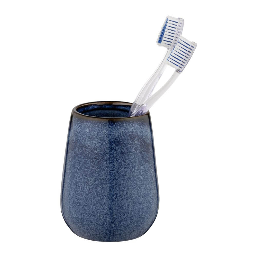 Sirmione Ceramic Toothbrush Tumbler Reactive Blue - BATHROOM - Toothbrush Holders - Soko and Co