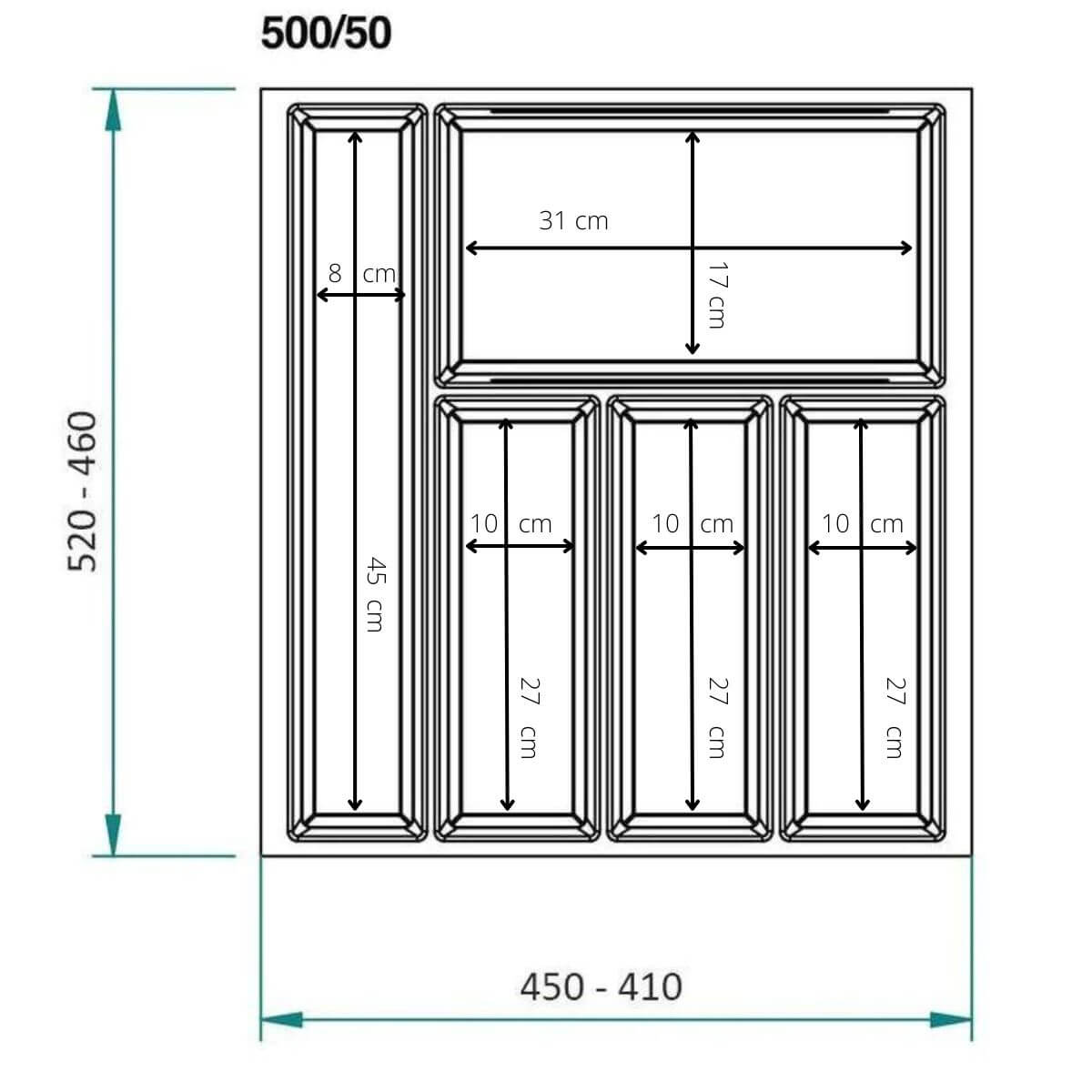 Sky 5 Compartment Custom Fit Cutlery Tray White - KITCHEN - Cutlery Trays - Soko and Co