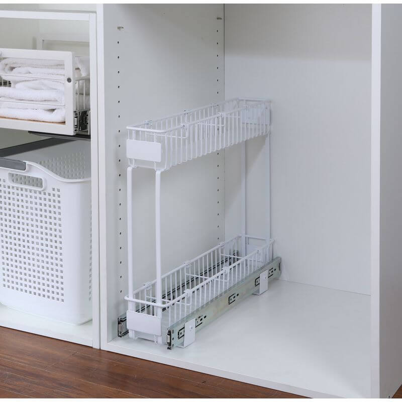 Small 2-Tier Pull Out Drawer White - KITCHEN - Shelves and Racks - Soko and Co
