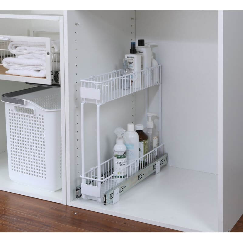 Small 2-Tier Pull Out Drawer White - KITCHEN - Shelves and Racks - Soko and Co