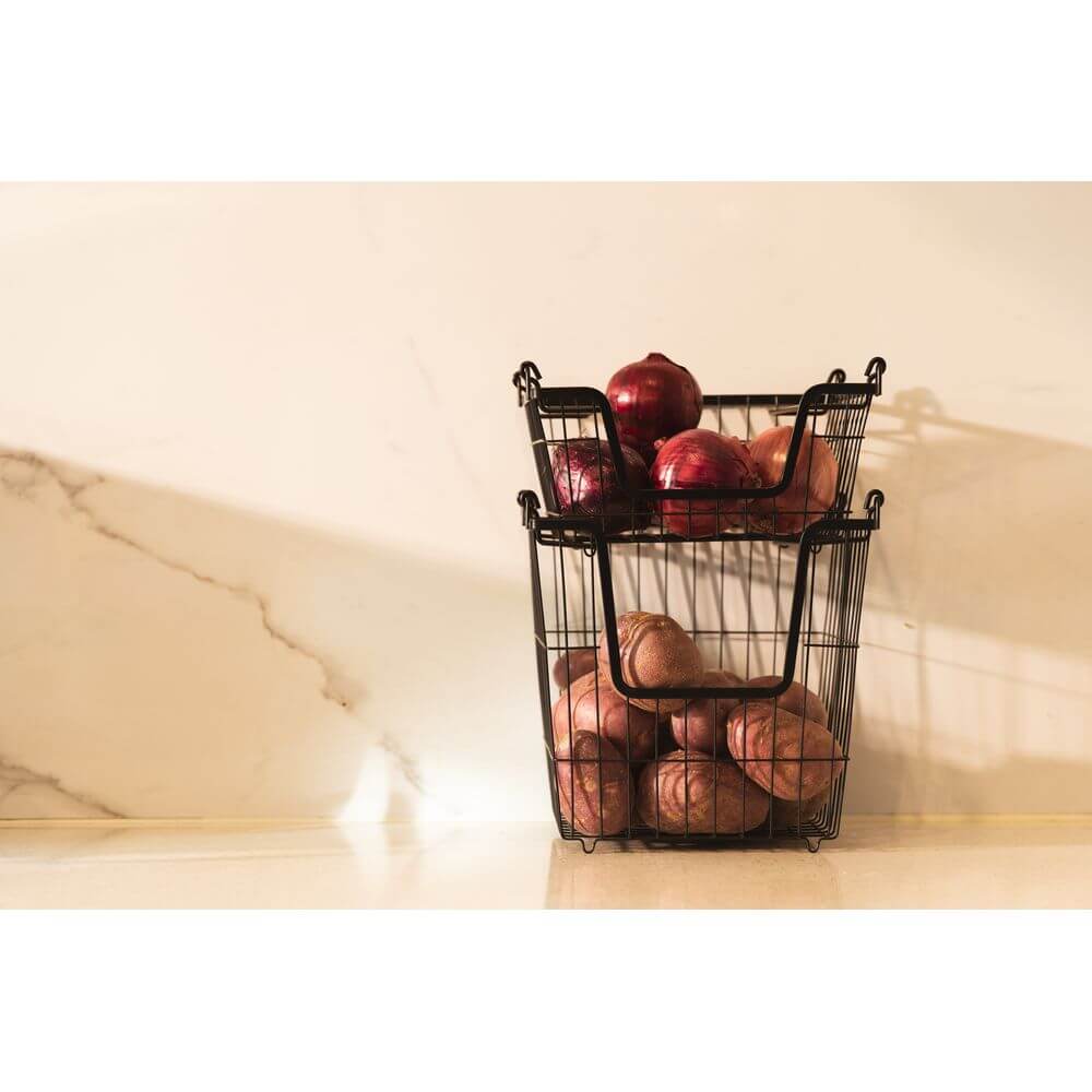Stackable Black Wire Basket Large - KITCHEN - Shelves and Racks - Soko and Co