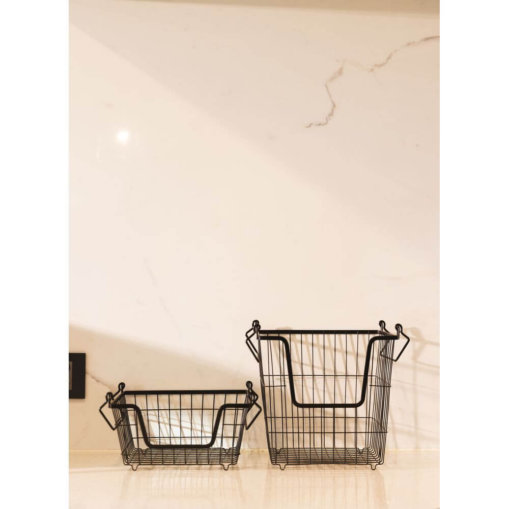 Stackable Black Wire Basket Large - KITCHEN - Shelves and Racks - Soko and Co