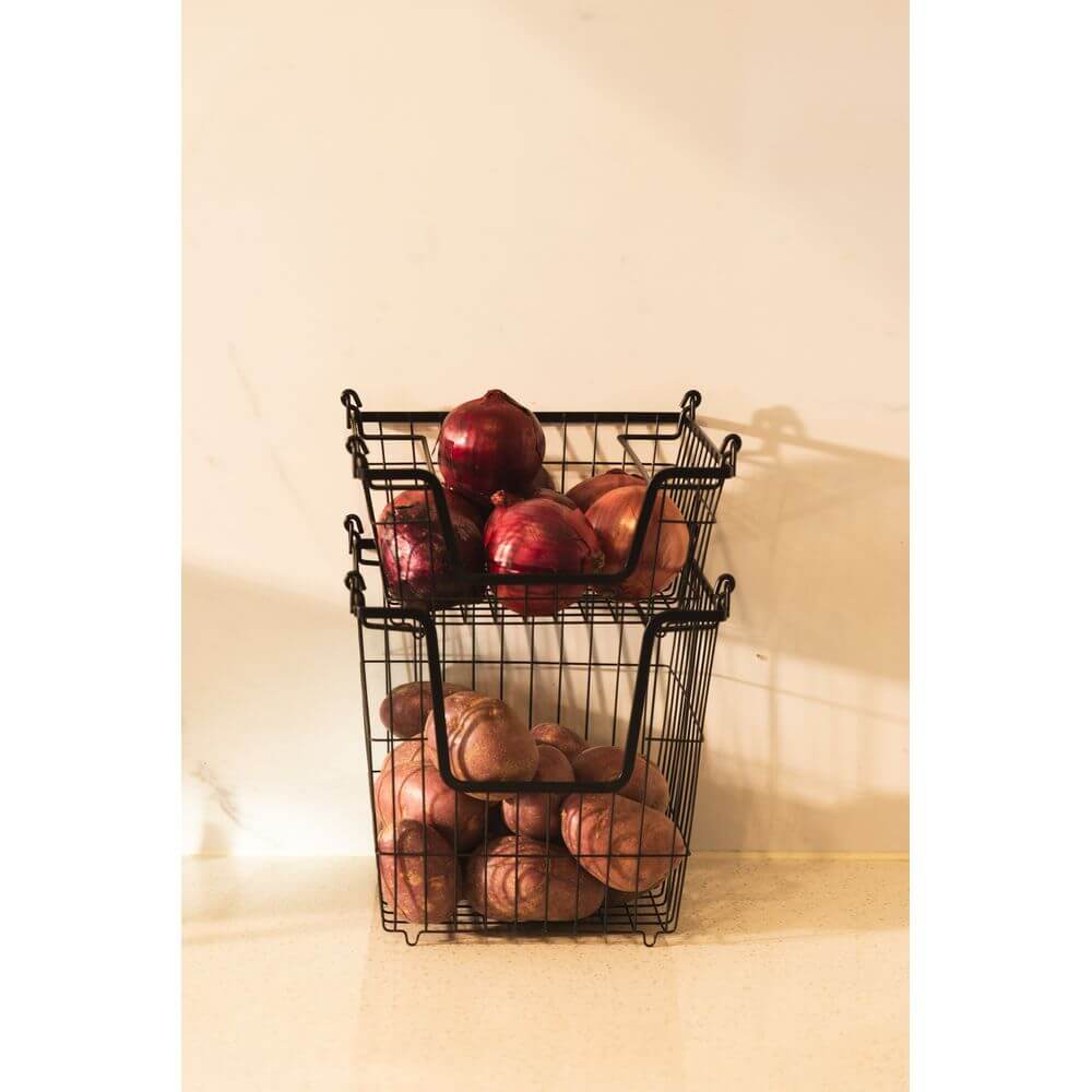 Stackable Black Wire Basket Small - KITCHEN - Shelves and Racks - Soko and Co