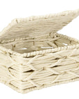 Vabriano Lidded Woven Storage Box Cream - HOME STORAGE - Baskets and Totes - Soko and Co