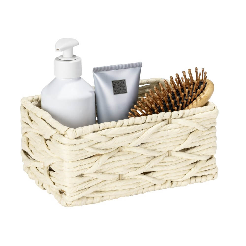 Vabriano Small Woven Storage Box Cream Soko & Co
