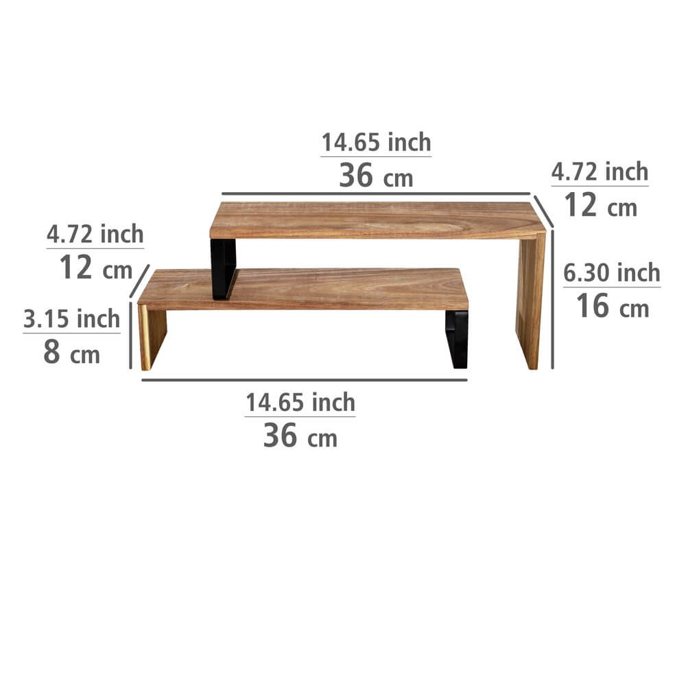 Vali 2 Tier Acacia Wood Kitchen & Pantry Shelf - KITCHEN - Shelves and Racks - Soko and Co
