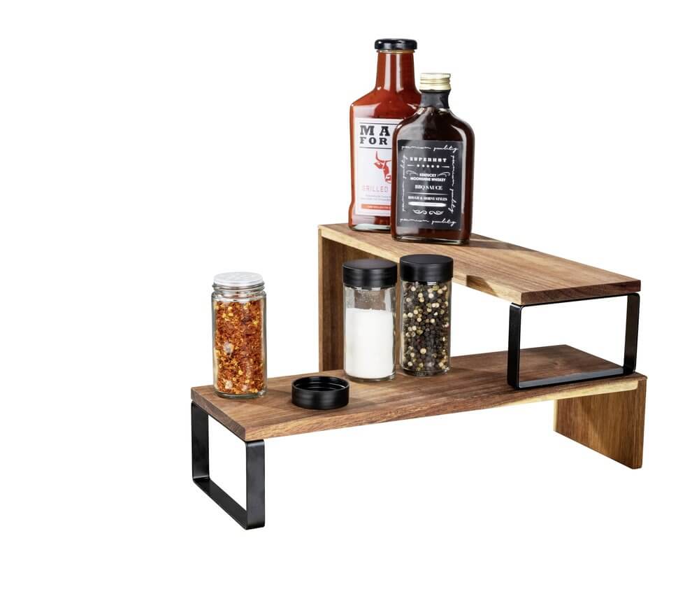 Vali 2 Tier Acacia Wood Kitchen & Pantry Shelf - KITCHEN - Shelves and Racks - Soko and Co
