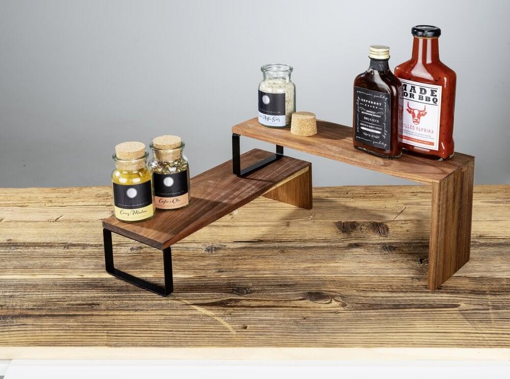Vali 2 Tier Acacia Wood Kitchen & Pantry Shelf - KITCHEN - Shelves and Racks - Soko and Co