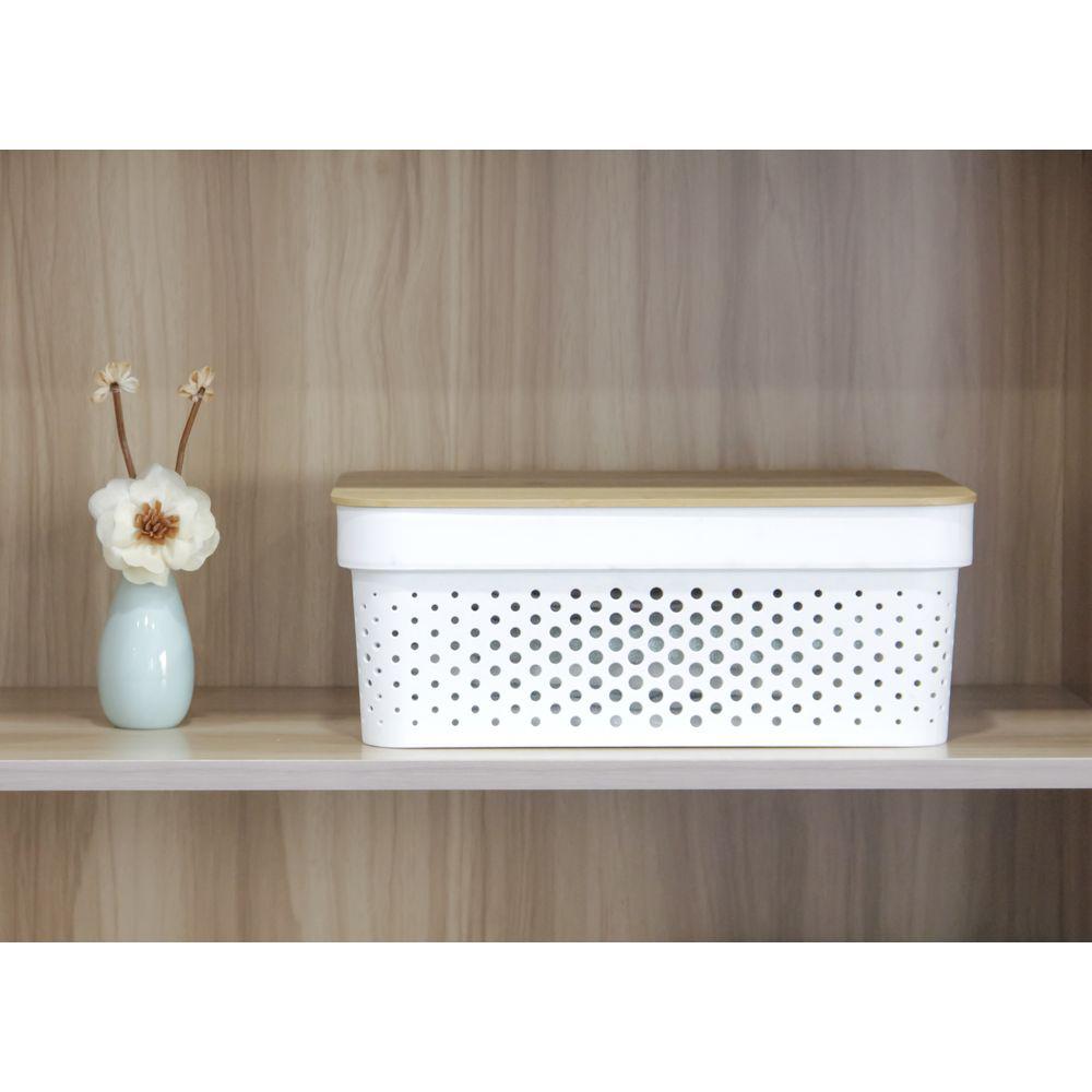 10L Bamboo Lid Storage Box White - HOME STORAGE - Plastic Boxes - Soko and Co