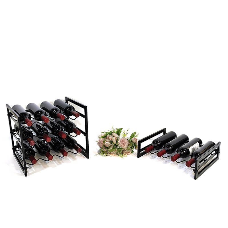 12 Bottle Wide Stackable Wine Rack Matte Black - WINE - Wine Racks - Soko and Co