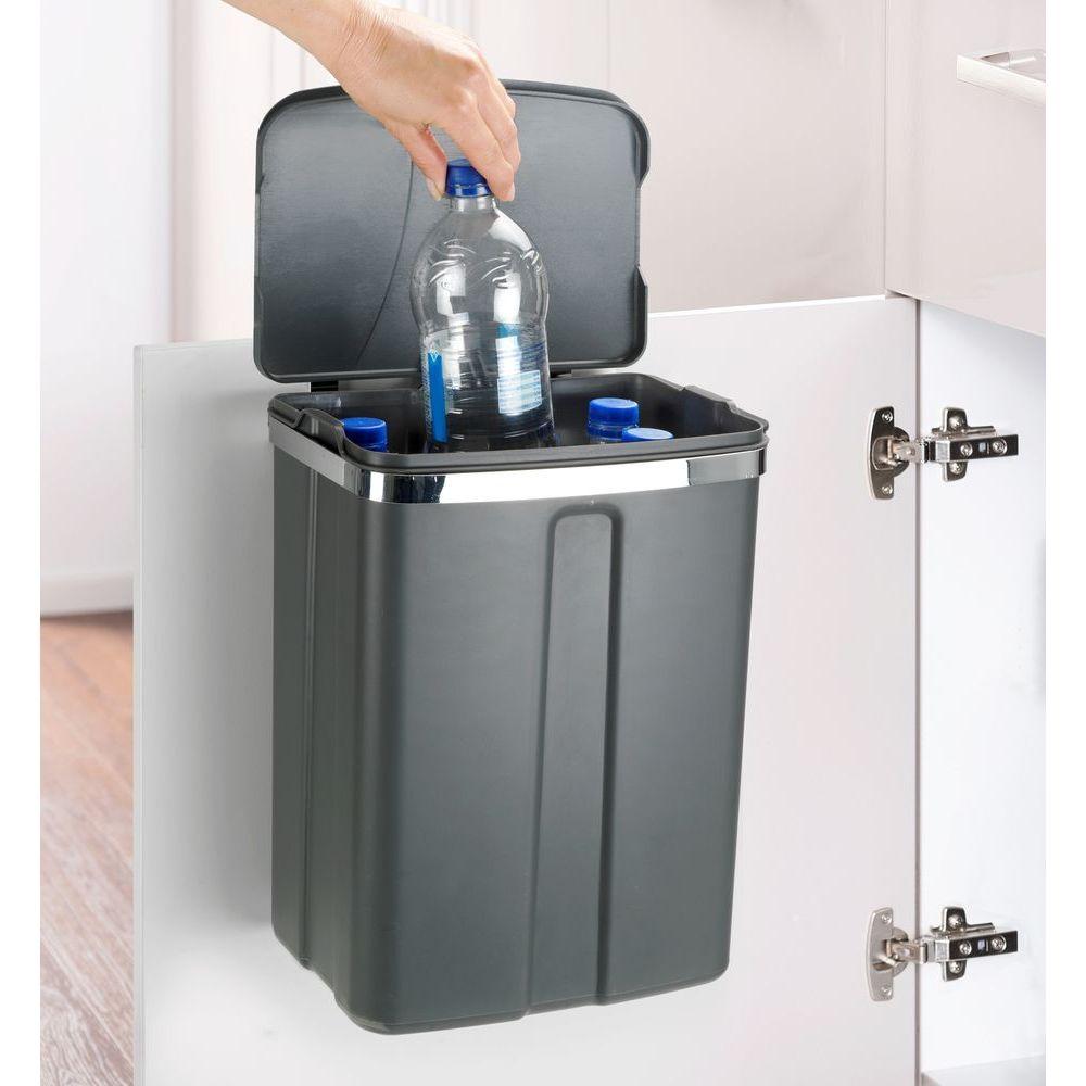 12L Over Cabinet Door Kitchen Rubbish Bin Grey - KITCHEN - Bins - Soko and Co