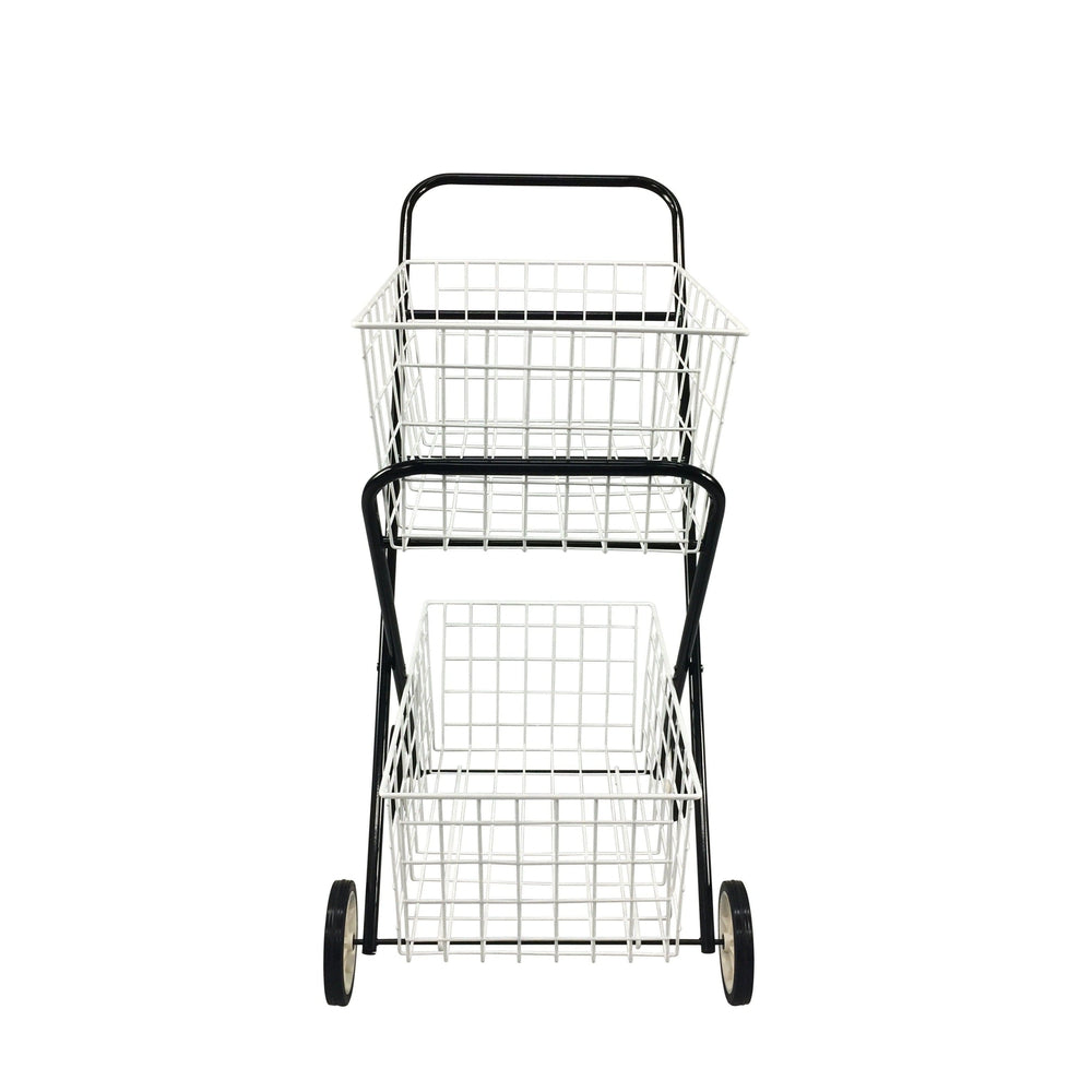 2 Tier Laundry Basket Trolley Black &amp; White - LAUNDRY - Baskets and Trolleys - Soko and Co