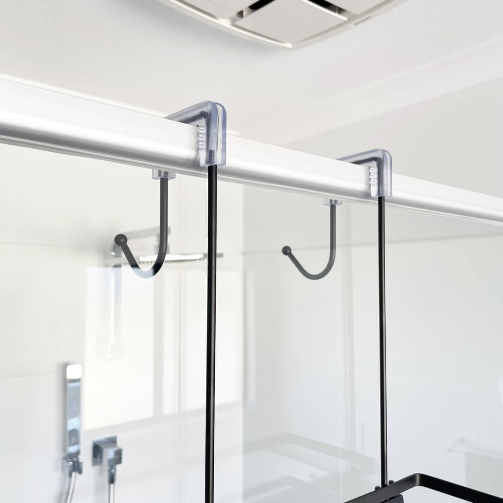 2 Tier Zinc Plated Over Door Shower Caddy Matte Black - BATHROOM - Shower Caddies - Soko and Co