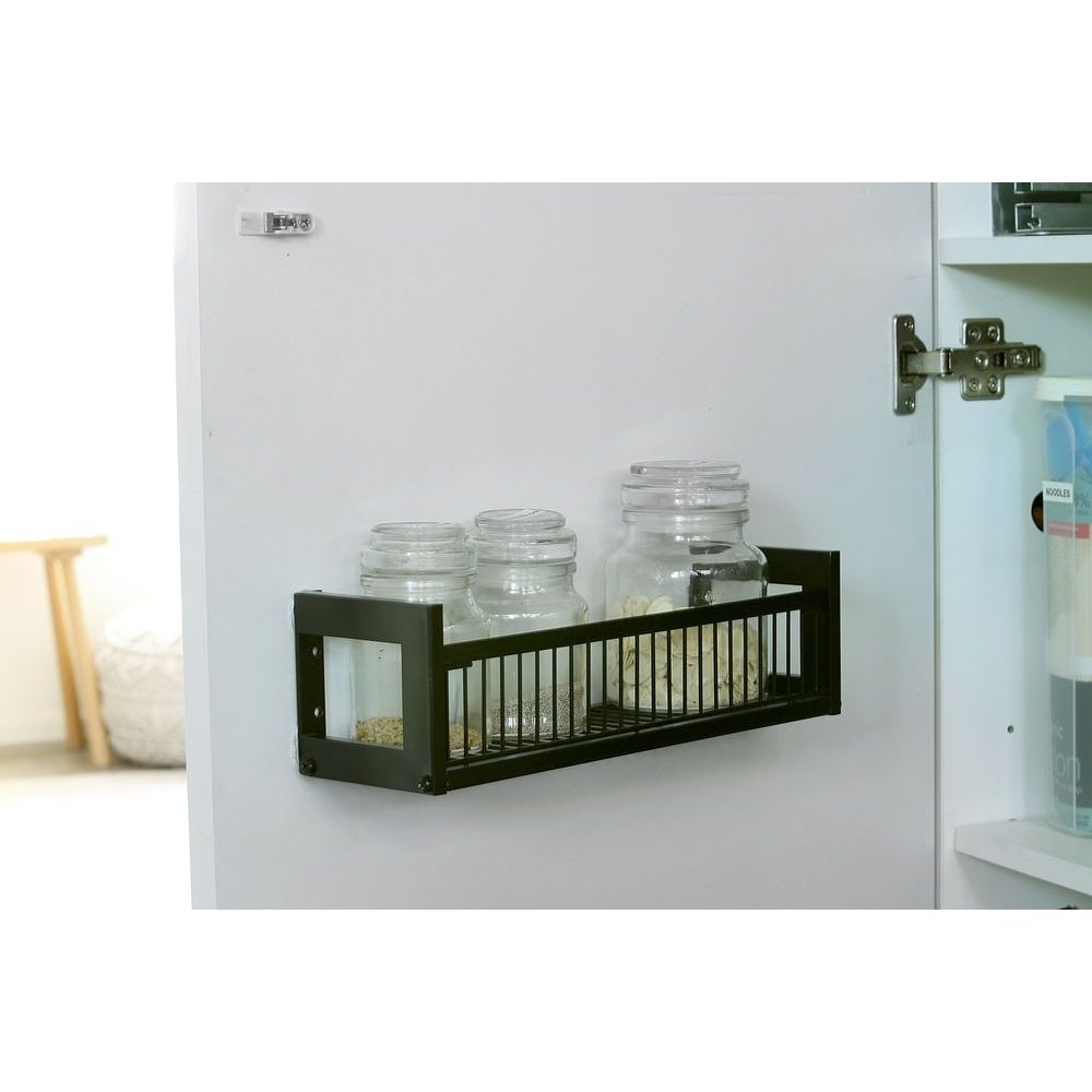 32cm Wall Mounted Spice Rack Matte Black - KITCHEN - Spice Racks - Soko and Co